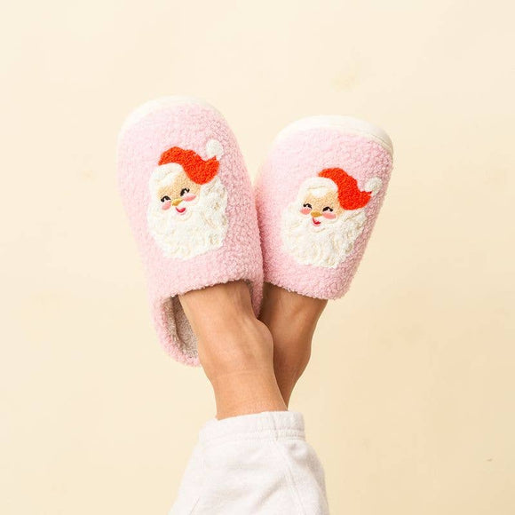 Fuzzy Slippers-Vintage Santa