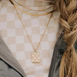 Mauve Jewelry Checker Necklace