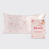 Satin Pillowcase in Striped Bows - King